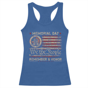 Memorial Day Racerback Tank Top Remember And Honor Red Poppy Flower Military Veteran TS11 Royal Blue Print Your Wear