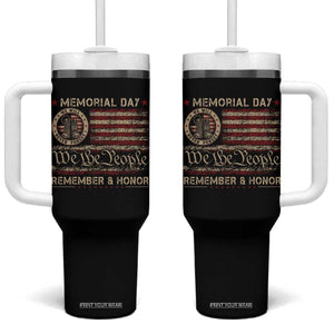 Memorial Day Tumbler With Handle Remember And Honor Red Poppy Flower Military Veteran TS11 One Size: 40 oz Black Print Your Wear