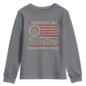 Memorial Day Youth Sweatshirt Remember And Honor Red Poppy Flower Military Veteran TS11 Charcoal Print Your Wear