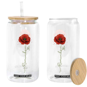 Remember Memorial Day Red Poppy Veteran Military Army Glass Can TS11 Print Your Wear