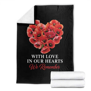 Memorial Day Throw Blanket With Love In Our Hearts We Remember Red Poppy Flower TS11 Black Print Your Wear