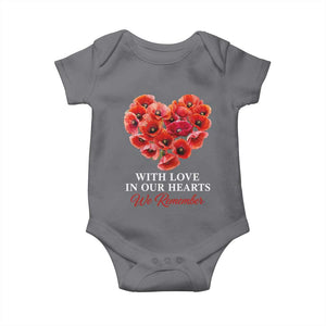 Memorial Day Baby Onesie With Love In Our Hearts We Remember Red Poppy Flower TS11 Charcoal Print Your Wear