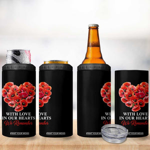 Memorial Day 4 in 1 Can Cooler Tumbler With Love In Our Hearts We Remember Red Poppy Flower TS11 Print Your Wear