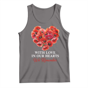 Memorial Day Tank Top With Love In Our Hearts We Remember Red Poppy Flower TS11 Deep Heather Print Your Wear