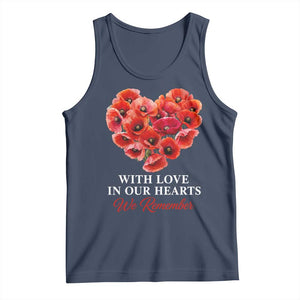 Memorial Day Tank Top With Love In Our Hearts We Remember Red Poppy Flower TS11 Navy Print Your Wear
