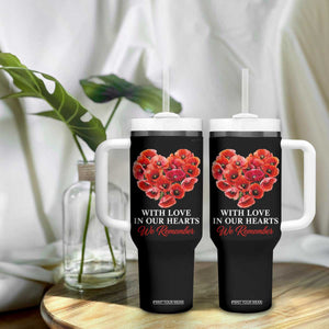 Memorial Day Tumbler With Handle With Love In Our Hearts We Remember Red Poppy Flower TS11 Print Your Wear