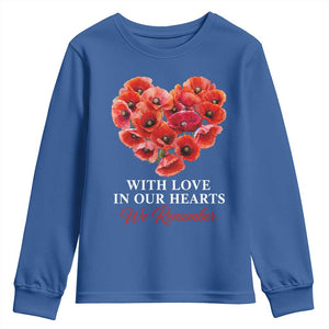 Memorial Day Youth Sweatshirt With Love In Our Hearts We Remember Red Poppy Flower TS11 Royal Blue Print Your Wear