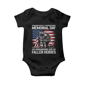Memorial Day Baby Onesie Remembering Our Fallen Heroes Veteran Day American Flag TS11 Black Print Your Wear