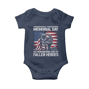 Memorial Day Baby Onesie Remembering Our Fallen Heroes Veteran Day American Flag TS11 Navy Print Your Wear