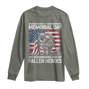 Memorial Day Long Sleeve Shirt Remembering Our Fallen Heroes Veteran Day American Flag TS11 Military Green Print Your Wear