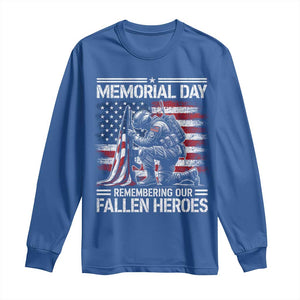 Memorial Day Long Sleeve Shirt Remembering Our Fallen Heroes Veteran Day American Flag TS11 Royal Blue Print Your Wear