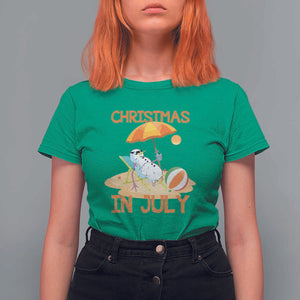 Funny Christmas In July T Shirt For Women Snowman Summer Vacation Cocktails Beach TS11 Irish Green Print Your Wear
