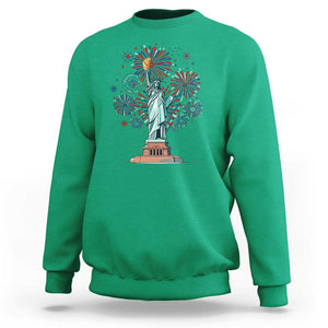 Funny America France Heritage Month Sweatshirt Statue of Liberty With Croissant TS11 Irish Green Print Your Wear