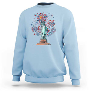 Funny America France Heritage Month Sweatshirt Statue of Liberty With Croissant TS11 Light Blue Print Your Wear