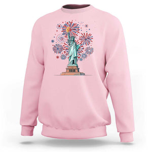 Funny America France Heritage Month Sweatshirt Statue of Liberty With Croissant TS11 Light Pink Print Your Wear