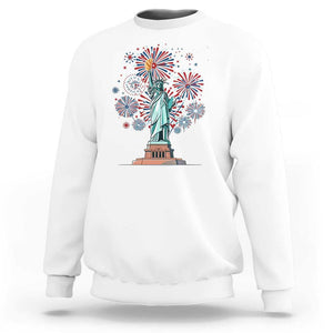 Funny America France Heritage Month Sweatshirt Statue of Liberty With Croissant TS11 White Print Your Wear
