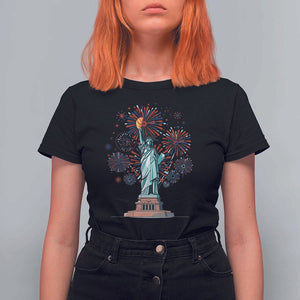 Funny America France Heritage Month T Shirt For Women Statue of Liberty With Croissant TS11 Black Print Your Wear