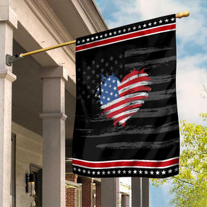 4th of July American Flag Heart USA Patriotic Garden Flag Star Stripes TS11 Distressed Black Red Print Your Wear