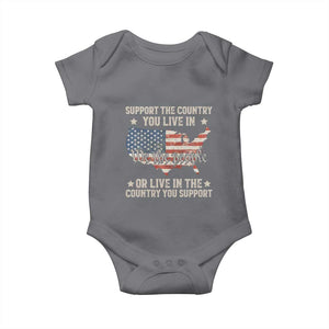 Funny Support The Country You Live In Baby Onesie American Flag Map We The People Patriotic TS11 Charcoal Print Your Wear