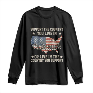 Funny Support The Country You Live In Long Sleeve Shirt American Flag Map We The People Patriotic TS11 Black Print Your Wear