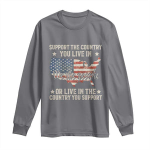 Funny Support The Country You Live In Long Sleeve Shirt American Flag Map We The People Patriotic TS11 Charcoal Print Your Wear
