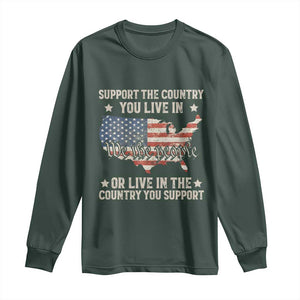 Funny Support The Country You Live In Long Sleeve Shirt American Flag Map We The People Patriotic TS11 Dark Forest Green Print Your Wear