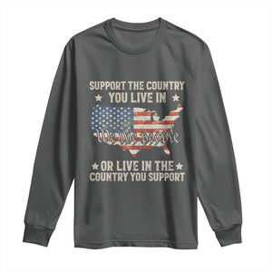Funny Support The Country You Live In Long Sleeve Shirt American Flag Map We The People Patriotic TS11 Dark Heather Print Your Wear