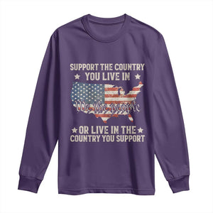 Funny Support The Country You Live In Long Sleeve Shirt American Flag Map We The People Patriotic TS11 Purple Print Your Wear