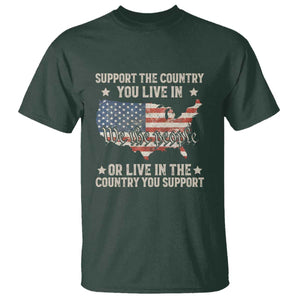 Funny Support The Country You Live In T Shirt American Flag Map We The People Patriotic TS11 Dark Forest Green Print Your Wear