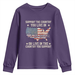 Funny Support The Country You Live In Youth Sweatshirt American Flag Map We The People Patriotic TS11 Purple Print Your Wear