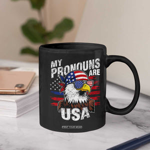 Funny My Pronouns Are USA 4th of July Coffee Mug Patriotic Eagle American Flag TS11 Print Your Wear