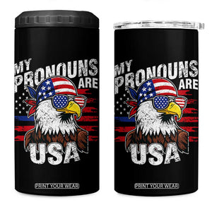 Funny My Pronouns Are USA 4th of July 4 in 1 Can Cooler Tumbler Patriotic Eagle American Flag TS11 One Size: 16 oz Black Print Your Wear