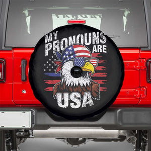 Funny My Pronouns Are USA 4th of July Spare Tire Cover Patriotic Eagle American Flag TS11 Black Print Your Wear
