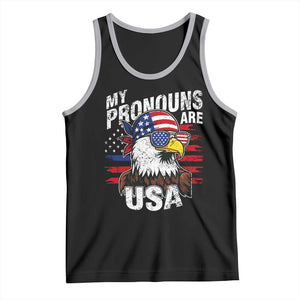 Funny My Pronouns Are USA 4th of July Tank Top Patriotic Eagle American Flag TS11 Black Athletic Heather Print Your Wear