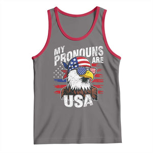 Funny My Pronouns Are USA 4th of July Tank Top Patriotic Eagle American Flag TS11 Deep Heather Red Print Your Wear