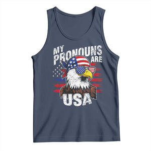 Funny My Pronouns Are USA 4th of July Tank Top Patriotic Eagle American Flag TS11 Navy Print Your Wear