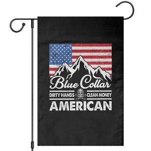 Blue Collar American Garden Flag Dirty Hands Clean Money Vintage American Flag Mountain TS11 Black Print Your Wear