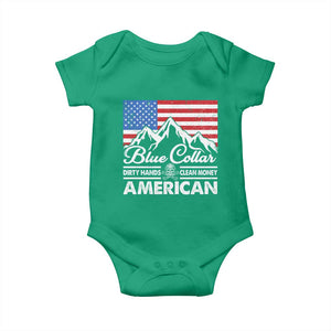 Blue Collar American Baby Onesie Dirty Hands Clean Money Vintage American Flag Mountain TS11 Irish Green Print Your Wear
