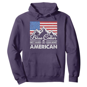 Blue Collar American Hoodie Dirty Hands Clean Money Vintage American Flag Mountain TS11 Purple Print Your Wear