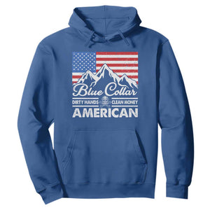 Blue Collar American Hoodie Dirty Hands Clean Money Vintage American Flag Mountain TS11 Royal Blue Print Your Wear