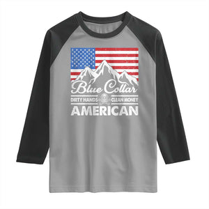 Blue Collar American Raglan Shirt Dirty Hands Clean Money Vintage American Flag Mountain TS11 Sport Gray Black Print Your Wear