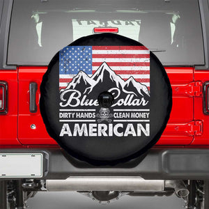 Blue Collar American Spare Tire Cover Dirty Hands Clean Money Vintage American Flag Mountain TS11 Black Print Your Wear