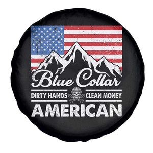 Blue Collar American Spare Tire Cover Dirty Hands Clean Money Vintage American Flag Mountain TS11 Print Your Wear