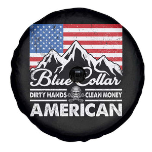 Blue Collar American Spare Tire Cover Dirty Hands Clean Money Vintage American Flag Mountain TS11 Print Your Wear