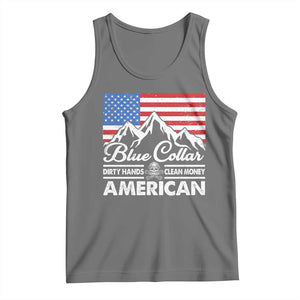 Blue Collar American Tank Top Dirty Hands Clean Money Vintage American Flag Mountain TS11 Black Heather Print Your Wear