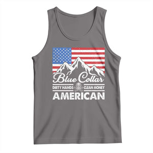Blue Collar American Tank Top Dirty Hands Clean Money Vintage American Flag Mountain TS11 Deep Heather Print Your Wear