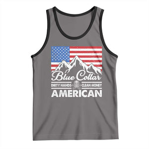 Blue Collar American Tank Top Dirty Hands Clean Money Vintage American Flag Mountain TS11 Deep Heather Black Print Your Wear