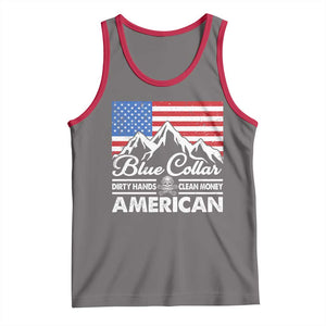 Blue Collar American Tank Top Dirty Hands Clean Money Vintage American Flag Mountain TS11 Deep Heather Red Print Your Wear