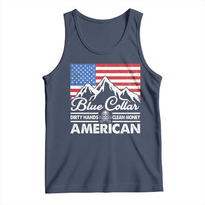 Blue Collar American Tank Top Dirty Hands Clean Money Vintage American Flag Mountain TS11 Navy Print Your Wear