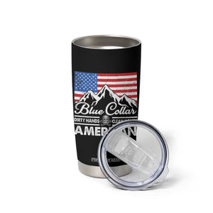Blue Collar American Tumbler Cup Dirty Hands Clean Money Vintage American Flag Mountain TS11 Print Your Wear
